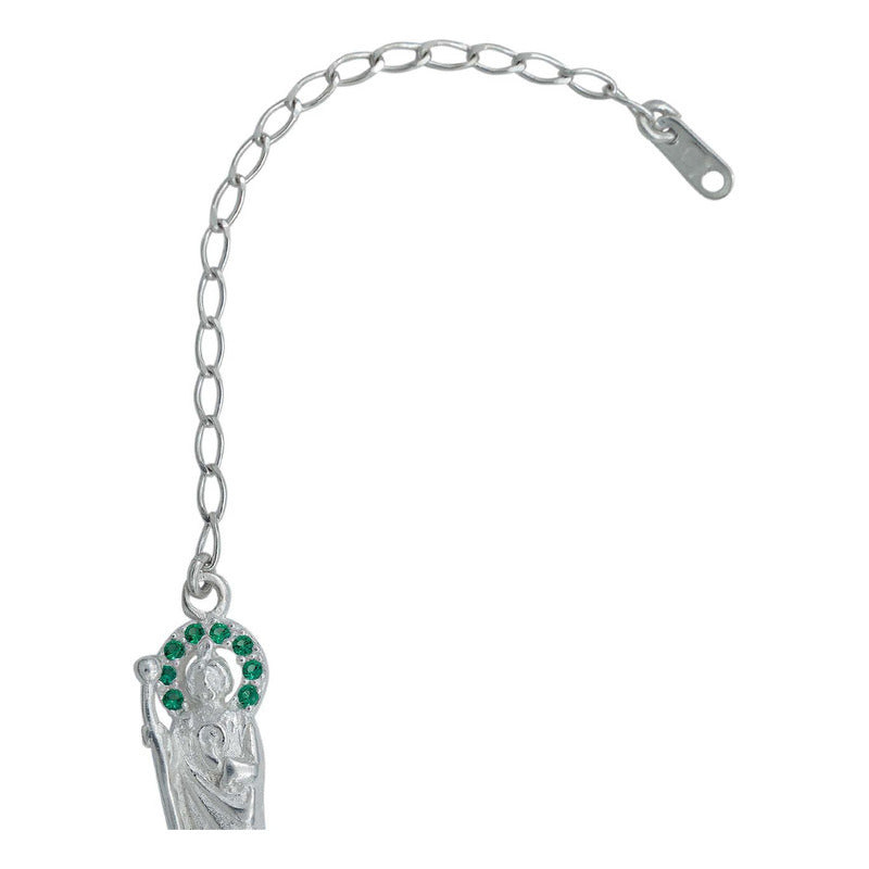 Pulsera Chica San Judas Tadeo Zirconias Plata Ley 925