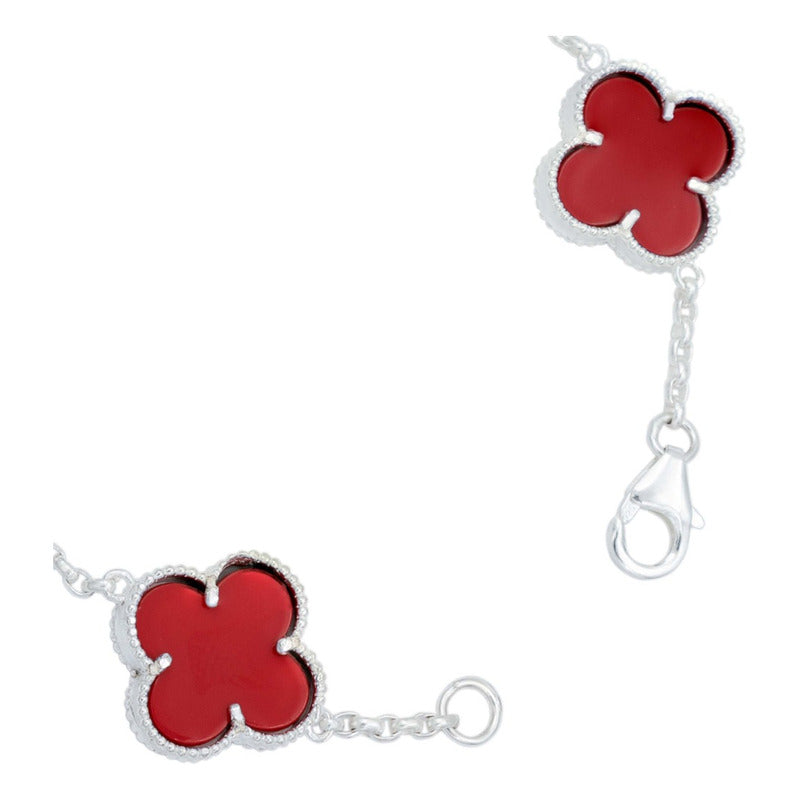 Pulsera Trebol Esmaltado Regalo Hombre Mujer Plata 925