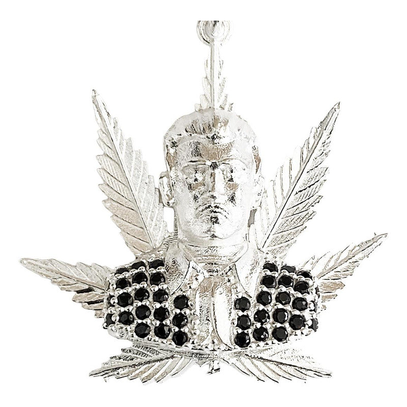 Dije Jesús Malverde Cannabis Zirconias Plata Solida Ley 925