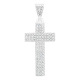 Dije Cruz Grande Zirconias Hombre Regalo Plata 925 5.7 Cm Blanco