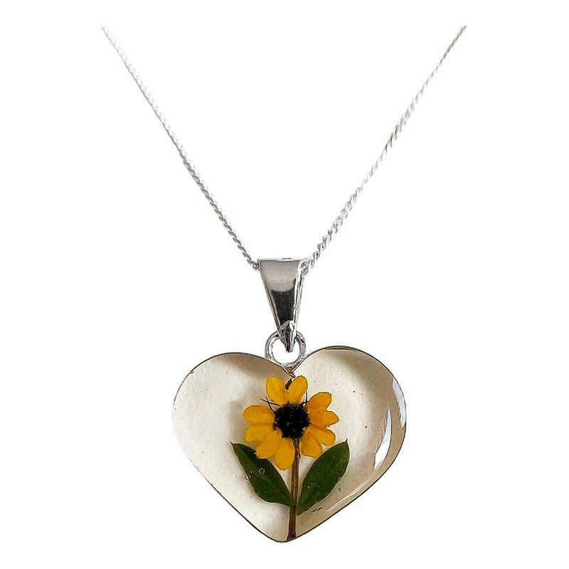 Collar Girasol Encapsulado Regalo Amor Amistad Plata S925