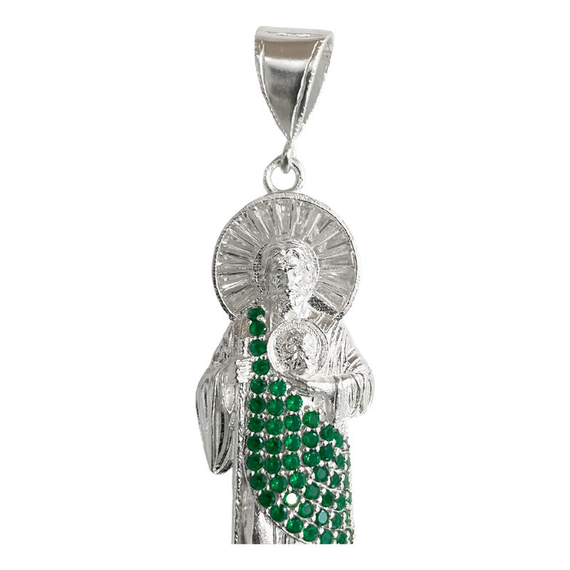 Dije San Judas Mediano Manto Corona Zirconias Plata Ley 925