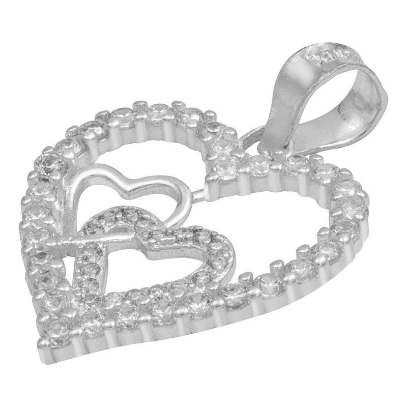 Dije Corazones Zirconias Amor Amistad Regalo Mujer Plata 925