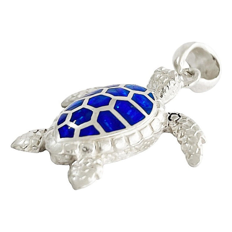 Dije Tortuga Con Piedra Natural Tallada De Plata Solida 925