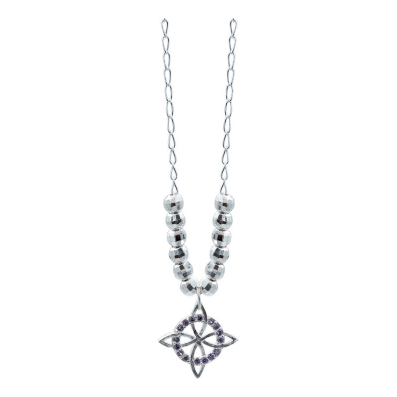 Collar Mini Nudo De Bruja Zirconia Bolita Diamtada Plata 925