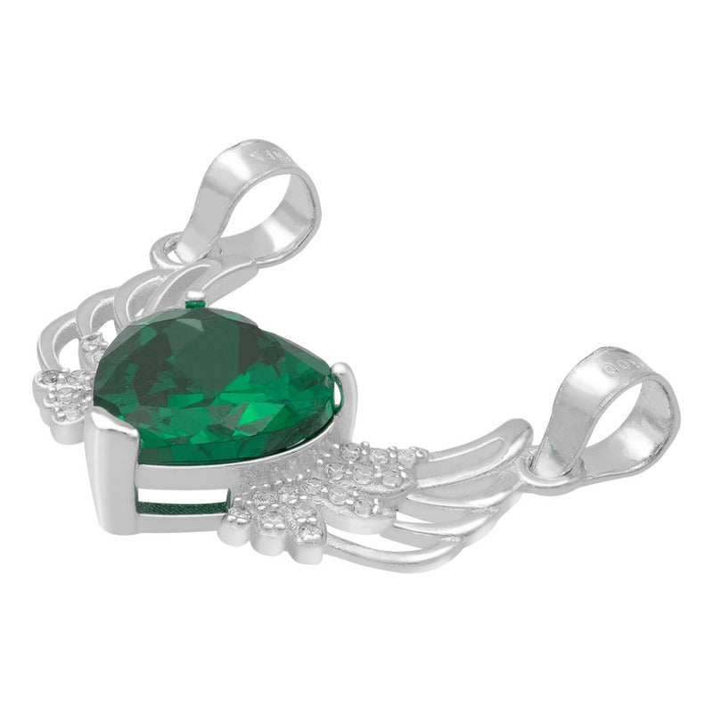 Dije Corazón Alas Zirconias Amor Mujer Mamá Regalo Plata 925