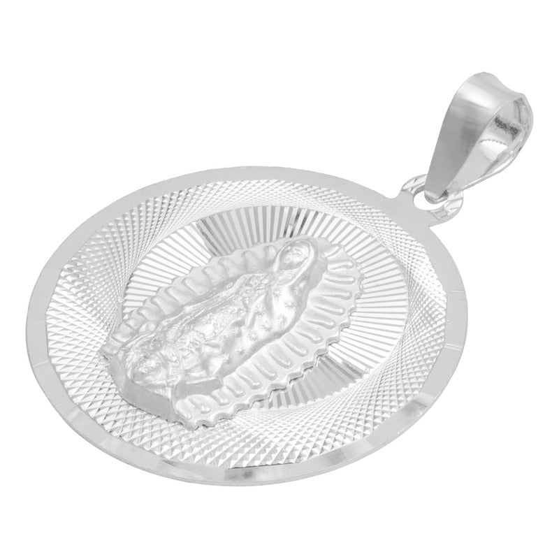 Dije Chico Diamantada Virgen Guadalupe Plata Ley 925 1.6 Cm