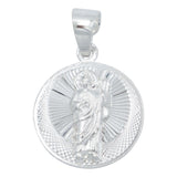 Dije Medalla Diamantada San Judas Tadeo Plata 925 2 Cm