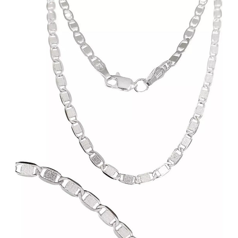 Cadena De Plata Ley S925 Marinera Lisa 60 Cm X 4 Mm