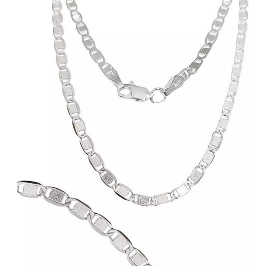 Cadena De Plata Ley S925 Marinera Lisa 60 Cm X 4 Mm Plateado