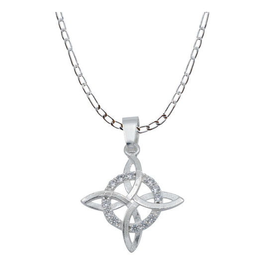 Dije Nudo De Bruja Plano Plata 925 + Cadena Gruesa Plata 925 Blanco