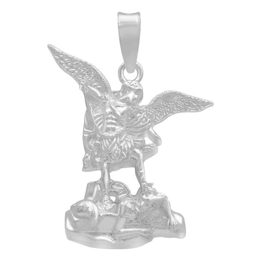 Dije San Miguel Arcangel Liso Regalo Plata 925 2.8 Cm Plateado