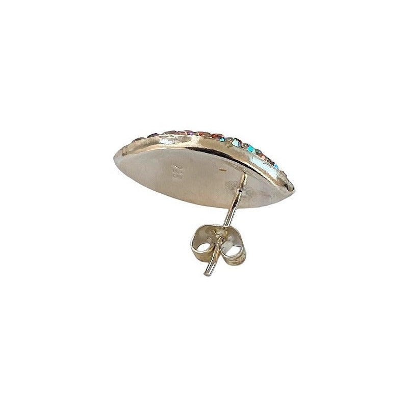 Juego Gigante Completo Artesanal Pavo Real Piedras Plata 925
