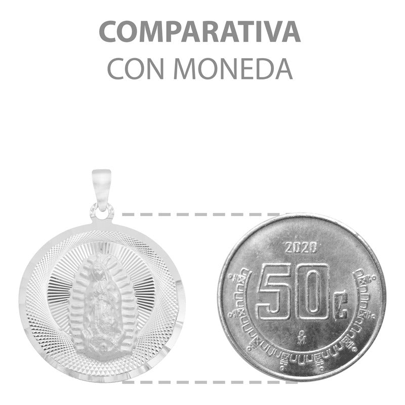 Dije Chico Diamantada Virgen Guadalupe Plata Ley 925 1.6 Cm