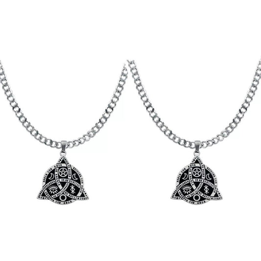 2 Pzs Collar Nudo Bruja Celta Vikingo Triqueta Amuleto Inox 20