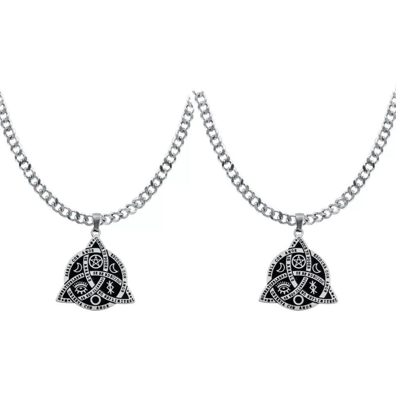 2 Pzs Collar Nudo Bruja Celta Vikingo Triqueta Amuleto Inox
