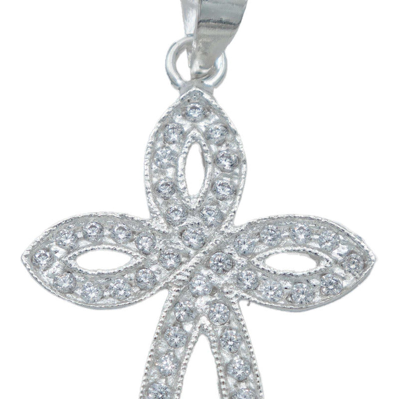 Dije Cruz Redonda Zirconias Hombre Mujer Plata925 3.8 Cm