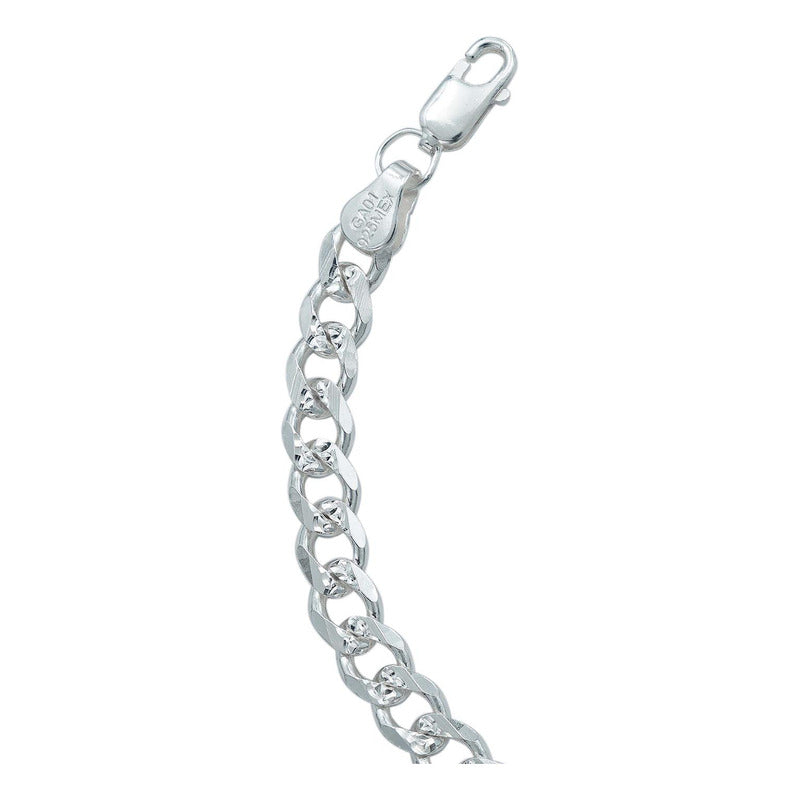 Esclava Pulsera Hombre Cubana Diamantada Plata S925 6 Mm