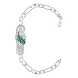Pulsera Esclava San Judas Zirconias Tejido Figaro3x1 5mm 925 - Verde - 6 Cm - 19 Cm