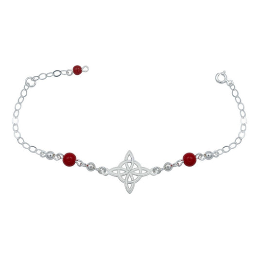 Pulsera Ajustable Nudo De Bruja Laser Bolitas Plata 925