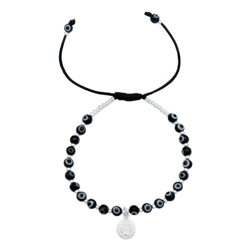 Pulsera Ajustable San Benito Ojo Turco Artesanal Plata 925