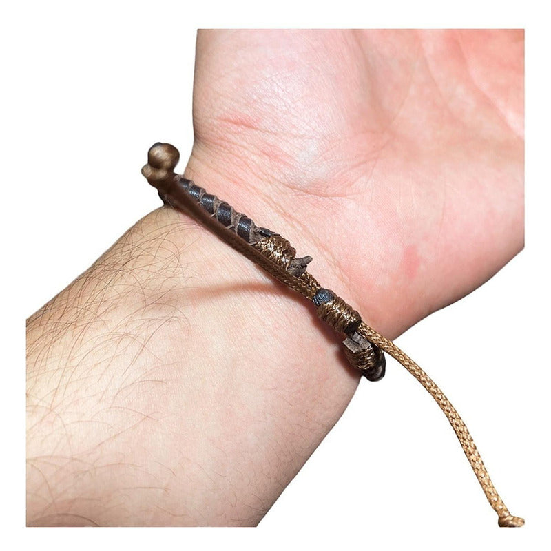 Pulsera Ajustable Unisex De Cuero Con Zirconias En Plata 925