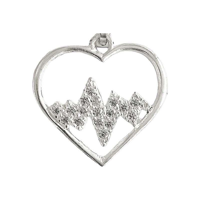 Dije Corazón Ritmo Amor Zirconias Regalo Amistad Plata 925 Blanco Alto/ancho 3 Cm X 2.3 Cm
