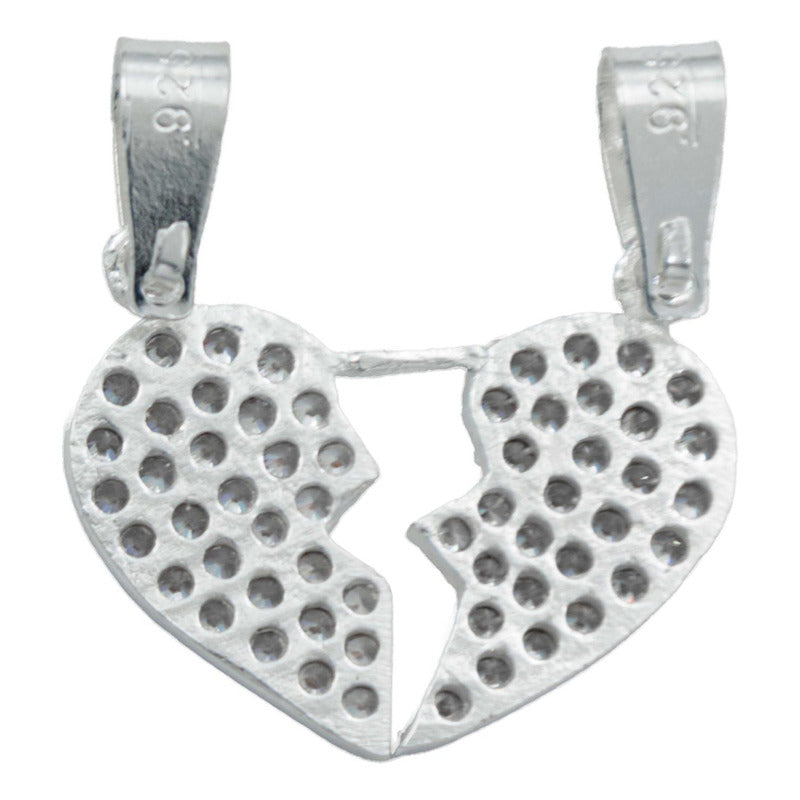Dije Doble Corazón Amor Mujer Novios Regalo Plata 925 Blanco Alto/ancho 2.5 Cm X 2.3 Cm