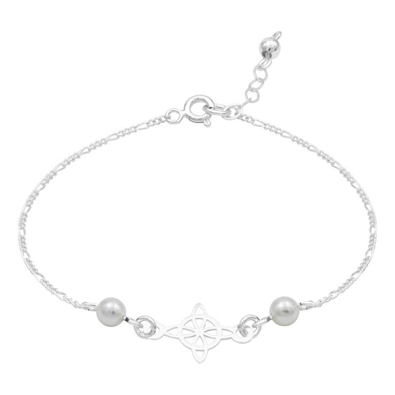 Joyaris Pulsera Nudo Bruja Figaro Plata 925 Mujer Ajustable Blanco 18 Cm