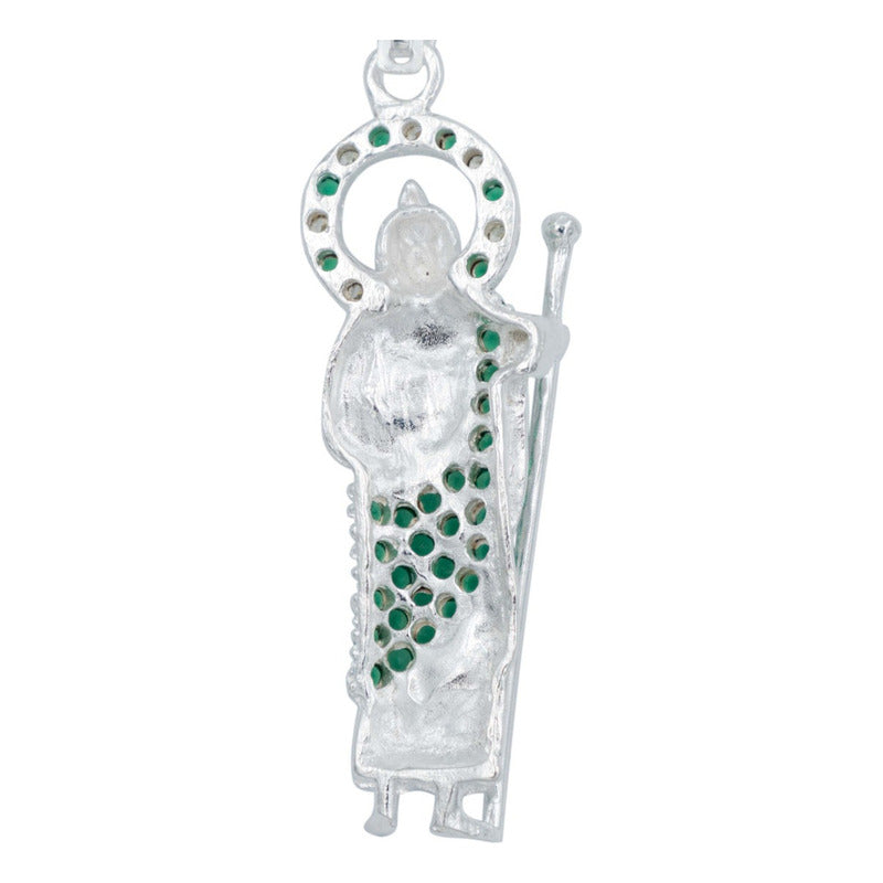 Dije San Judas Zirconias Regalo Hombre Mujer Plata 925 Verde