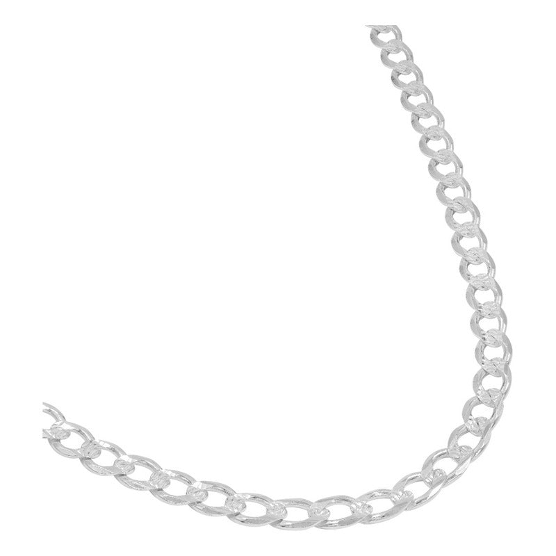 Cadena Cubana Diamantada Barbada Hombre Plata925 65cm X 9mm Plateado