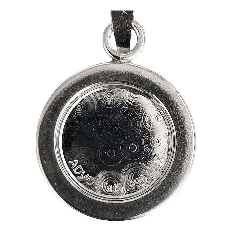 Dije Medalla Espíritu Santo Zirconias Plata Pura Ley .999 Plateado