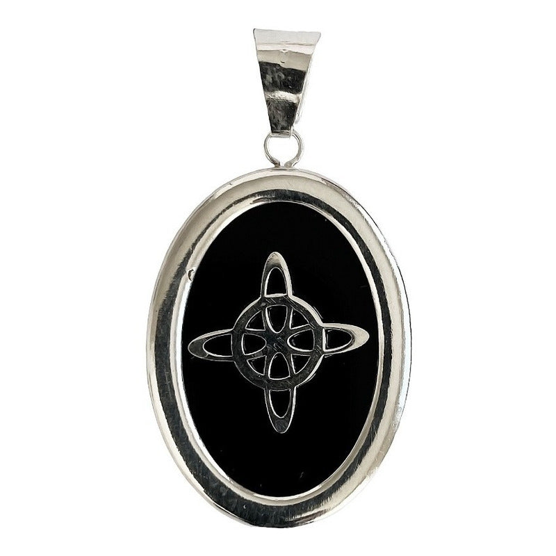 Collar Ajustable Caucho Nudo De Bruja Encapsulada Plata 925