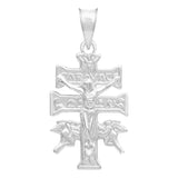 Dije Cruz Caravaca Troquelada Cristo Angeles Plata 925 2.6cm Plateado