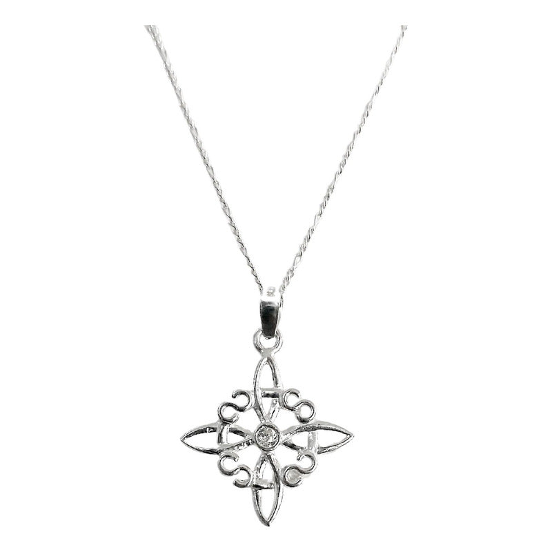 Collar Nudo De Bruja Celta Zirconia Centro Plata Ley S925