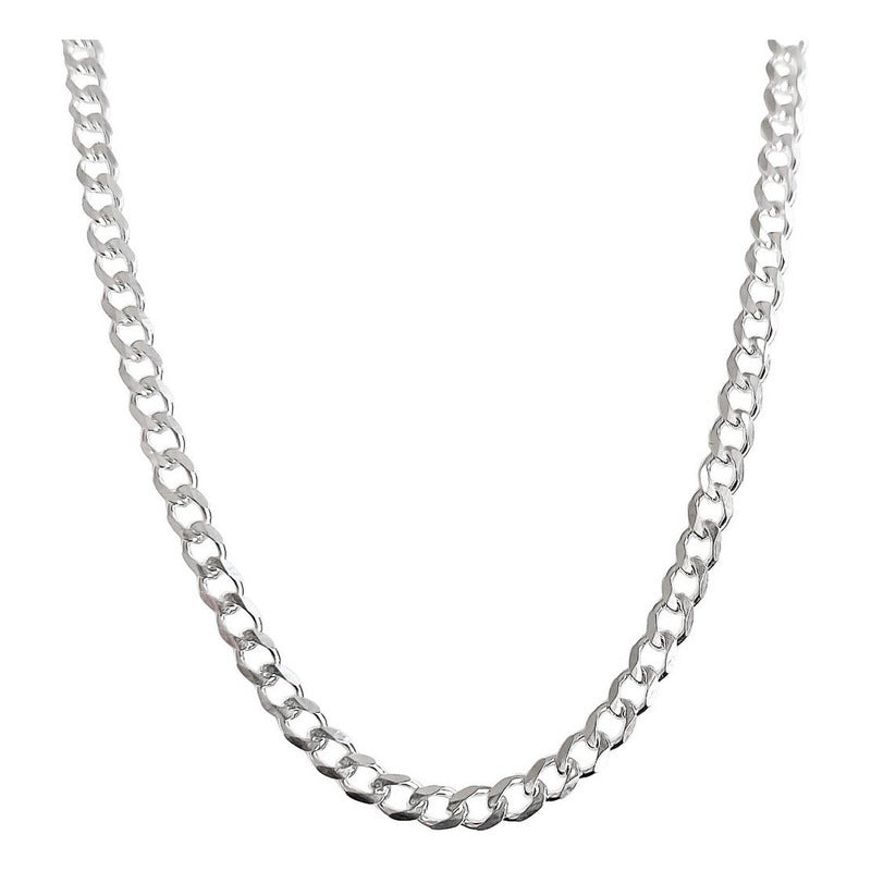 Cadena Cubana Barbada Plata 925 Hombre Mujer 60 Cm X 4 Mm