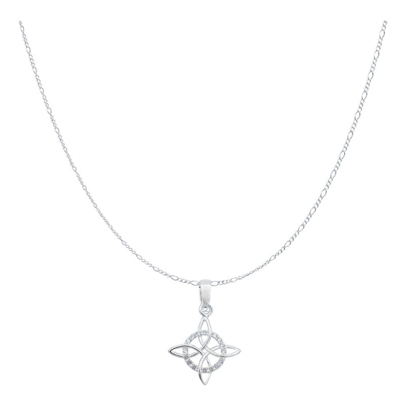 Dije Nudo Bruja Plata Solida 925 + Cadena 45 Cm Plata S925