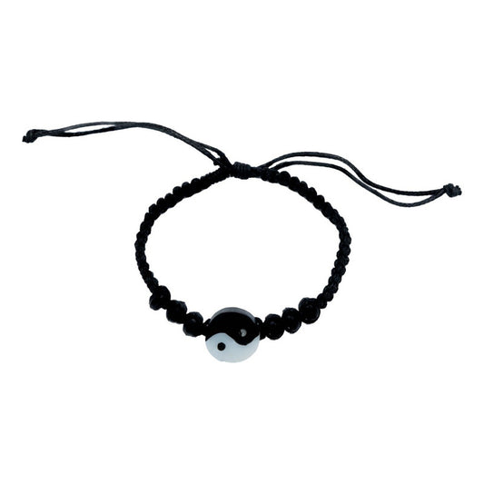 Pulsera Ajust Ying Yang Hecho A Mano Artesanal Suerte Regalo Negro 6 Cm 20 Cm