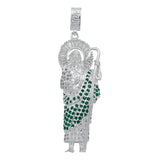 Dije Grande San Judas Zirconias Piedras Plata 925 7.8 Cm