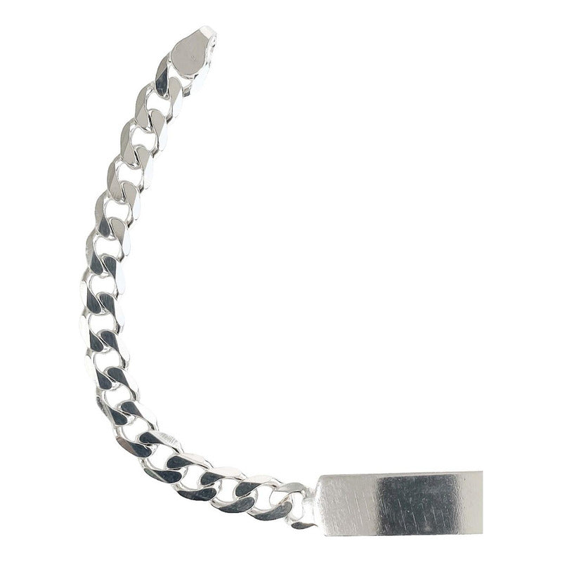 Esclava Hombre Pulsera Cubana Plata 925 Placa Lisa 6 Mm