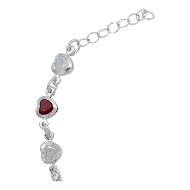 Pulsera Corazones Zirconias Amor Mujer Regalo Plata 925