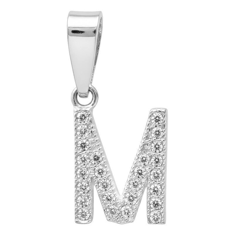 Dije Inicial De Plata 925 Zirconias  2 Cm Regalo Para Mujer M