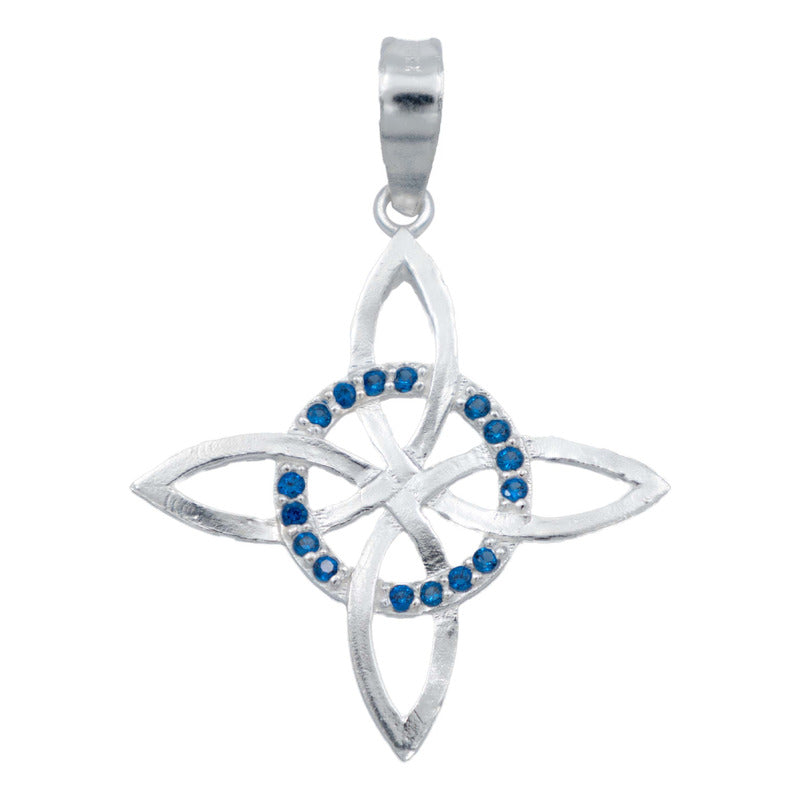 Collar Nudo De Bruja Celta Plano Zirconias Plata Ley S925