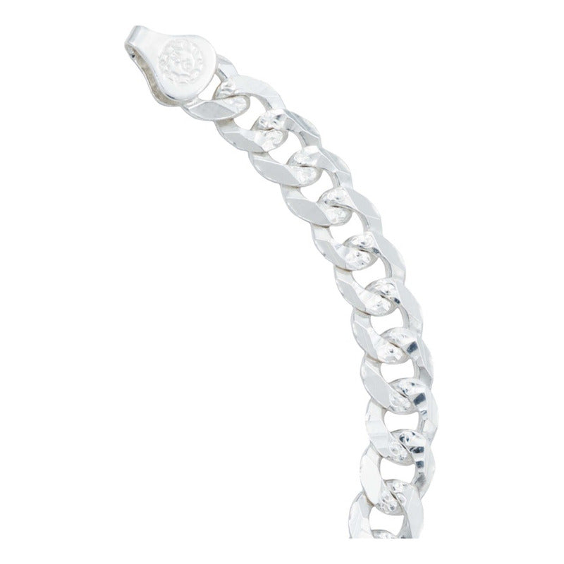 Pulsera Cuba Gruesa Diamantada Cerrada Hombre Plata 925 7 Mm