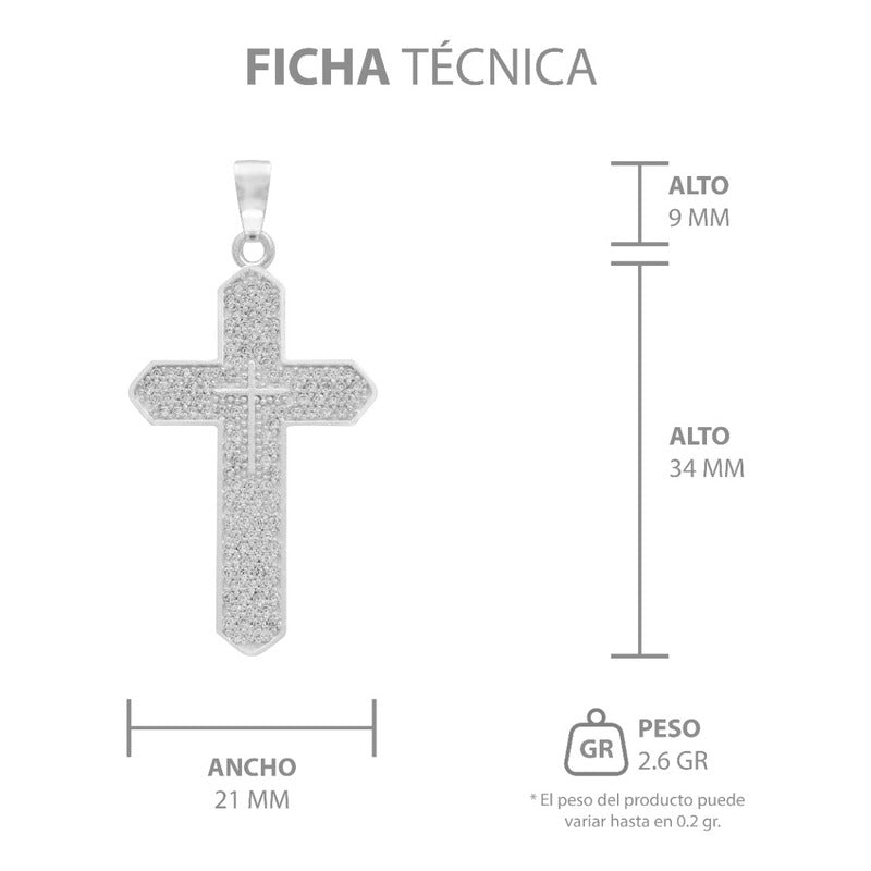 Dije Cruz Zirconias Hombre Mujer Regalo Plata 925 4.5 Cm