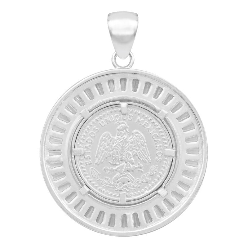 Dije Medalla Angel Centenario Bisel Zirconias Plata 925 Blanco