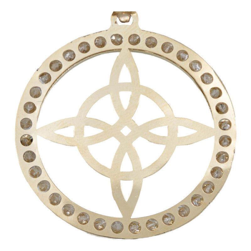 Dije Medalla Grande Nudo Bruja Zirconia Mujer Oro 10k 3 Cm Amarillo