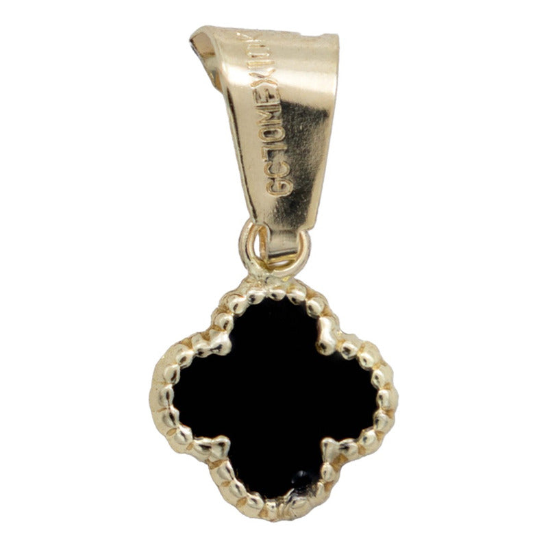 Collar Trebol Esmaltado Flor Corridos Tumbados Oro 10k 45 Cm
