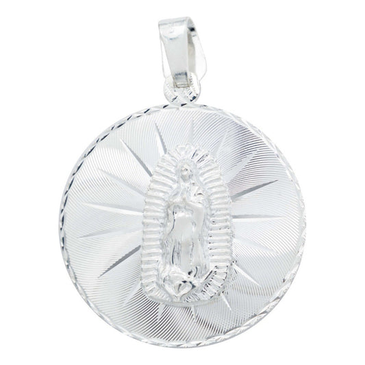 Medalla Grande Virgen De Guadalupe Diamantada Plata 925 Plateado