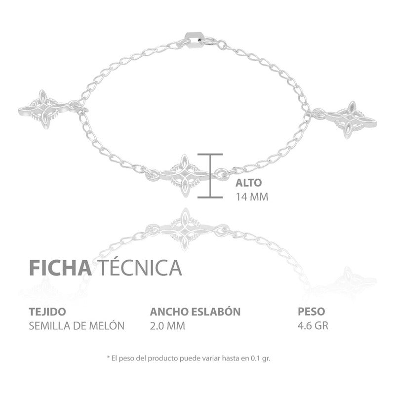 Pulsera Nudo De Bruja Colgantes Conector Liso Plata 925 Plateado 18 Cm